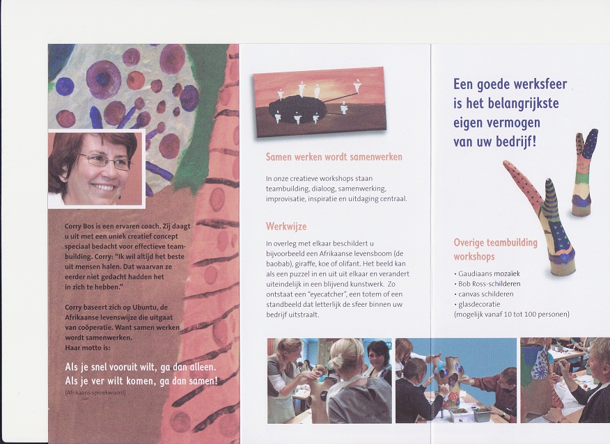 Folder voor Creatief Roermond, het bedrijf van Corry Bos.