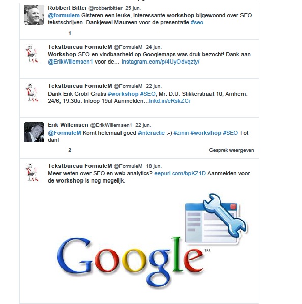 Reacties workshop op Twitter