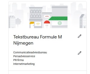 Vermelding Formule M op Google Mijn Bedrijf