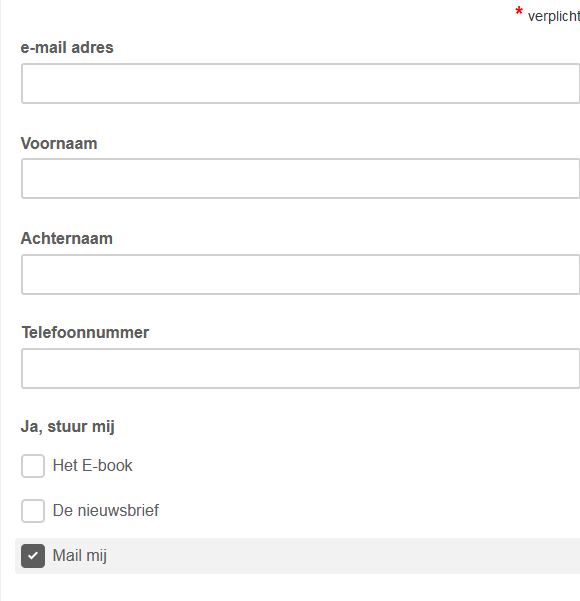Voorbeeld inschrijfformulier voor de aanmelding.