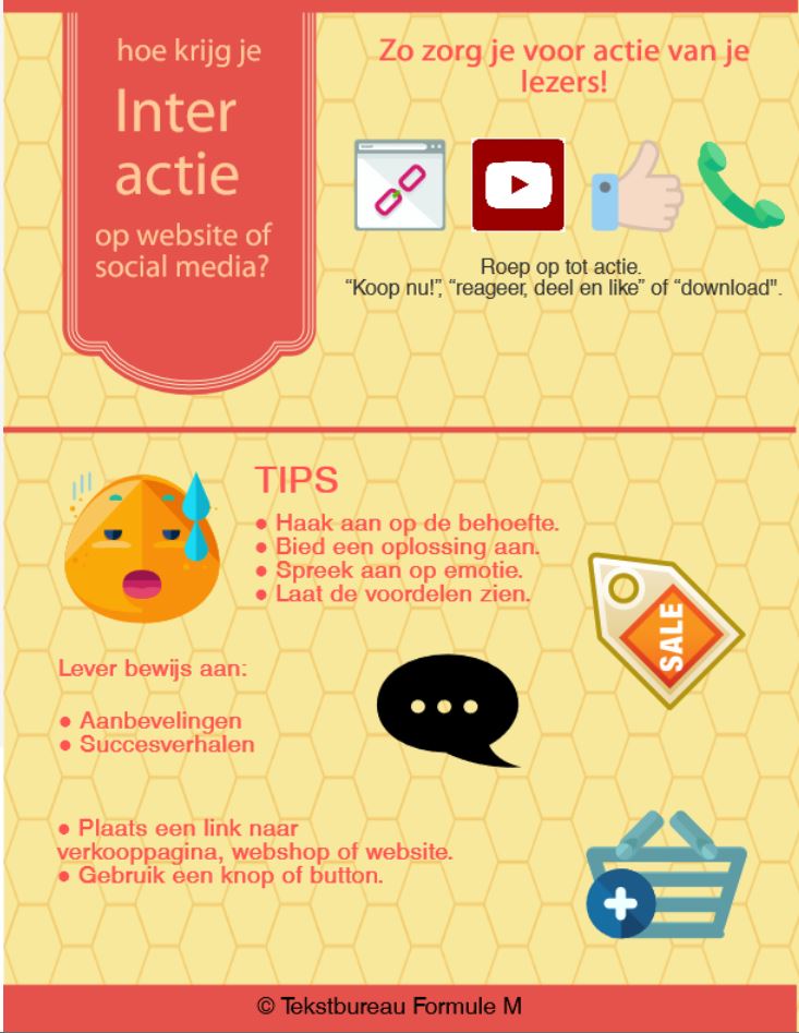 Actie: Samenvattende infographic over hoe je interactie krijgt met tips voor call2action.