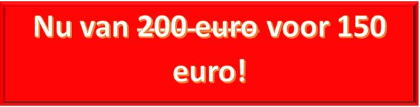 Actie: Breng het voordeel in beeld: bijvoorbeeld een streep door 200 euro met daarnaast het goedkopere aanbod 150 euro.